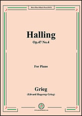 Halling Op.47 No.4,for Piano piano sheet music cover